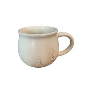 Hearth & Home Magnolia Coffee Mug White Christmas Pine Trees 14oz Stoneware